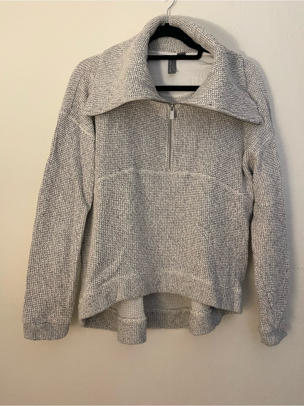 Sweaty Betty Light Gray Half-Zip Cowl Sweater